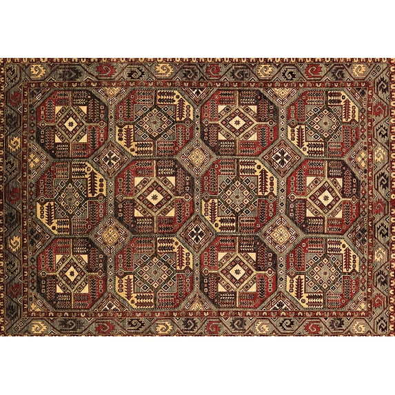 Ahgly Company Indoor Rectangle Oriental Brown Industrial Area Rugs, 6' x 9'