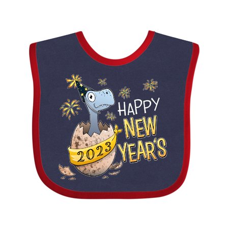 

Inktastic Happy New Years 2023 Dinosaur Hatching Gift Baby Boy or Baby Girl Bib