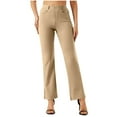 thumbnail image 4 of GILIGEGE Dress Pants Women Pull On Business Casual Stretchy Work Trousers Pockets High Waisted Lightweight Office Slacks Khaki M, 4 of 7