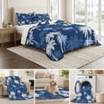 thumbnail image 6 of Quilts Full Size, Tropical Palm Tree Soft Comforter Bedding Set for Bed, Navy Blue White Plants Coastal Leaf Lightweight Quilted Bedspread with Pillow Cover(2 Pieces) for All Season, 78x90 Inch, 6 of 9