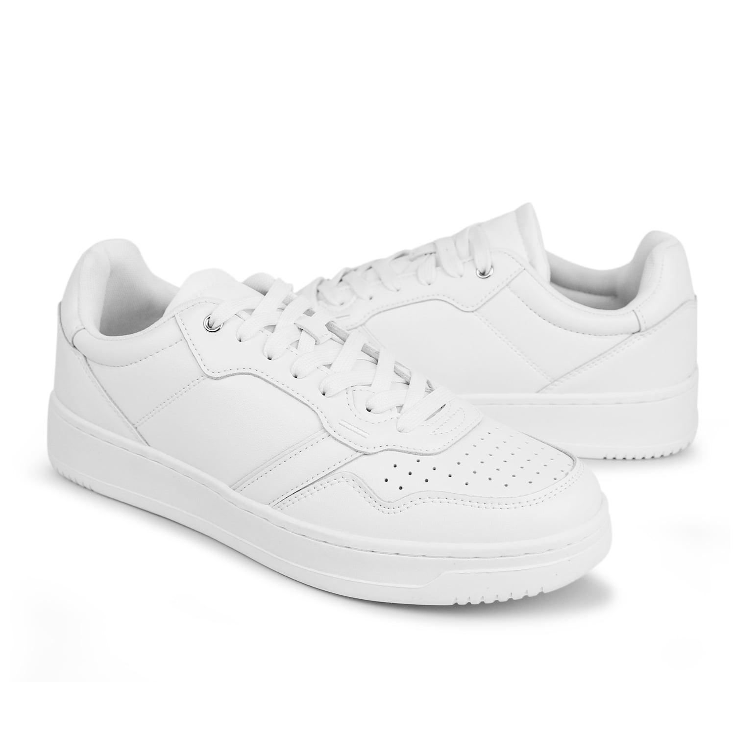 Hawkwell Men's Classic Leather Low Top Fashion Sneakers Casual Dress Sneakers Skate Walking Shoes,White,US 9