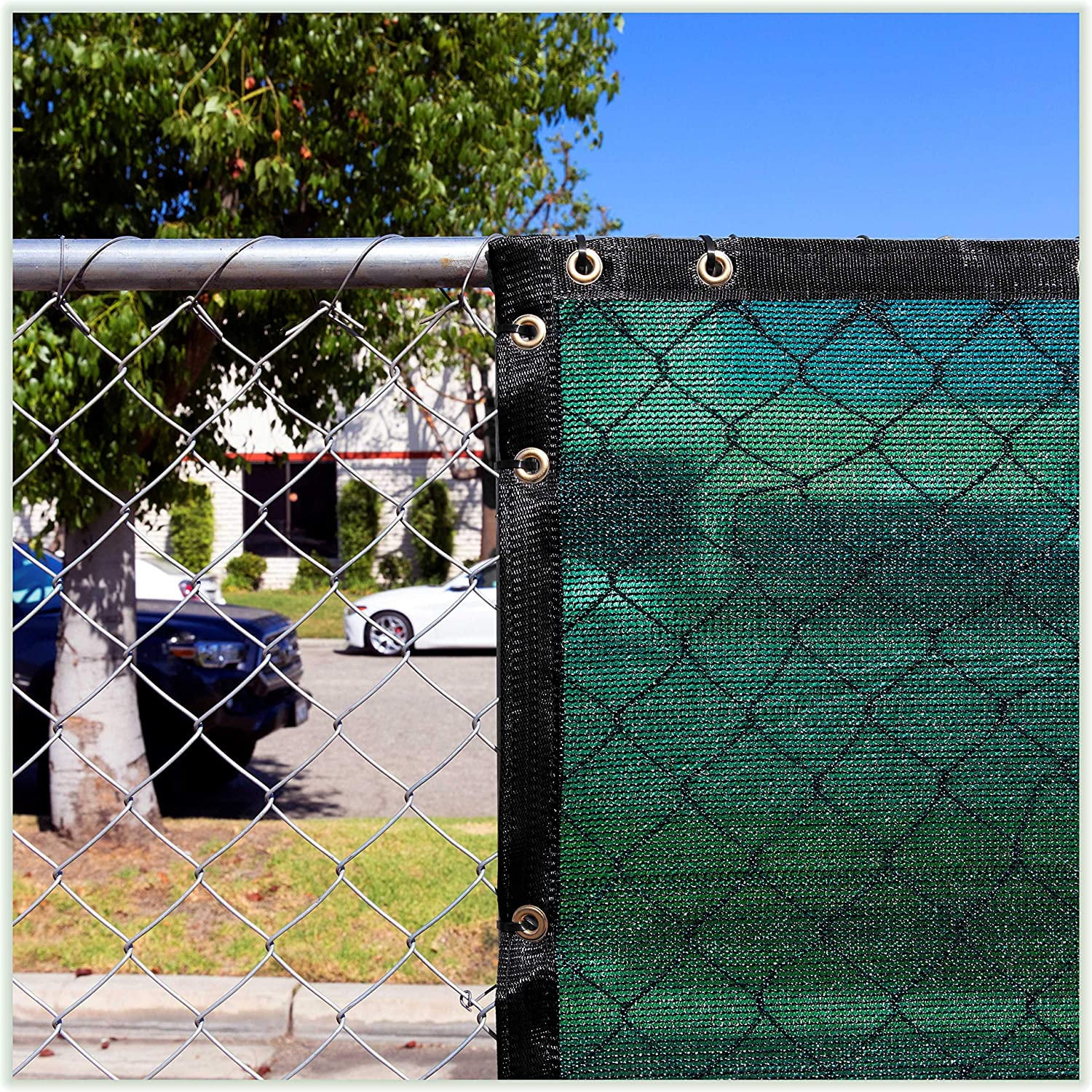 ColourTree 6' x 50' Green Fence Privacy Screen Windscreen Shade Fabric Cloth HDPE, 90% Visibility Blockage, with Grommets, Heavy Duty Commercial Grade, Cable Zip Ties Included - Custom Avalible