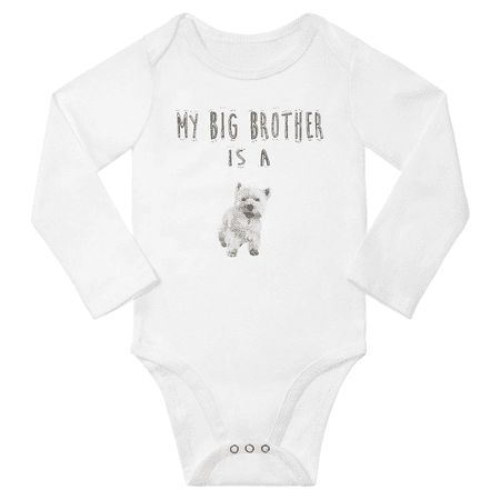 

My Big Brother is a West Highland Terrier Dog Funny Baby Long Sleeve Clothing Bodysuits Boy Girl (White 6-12M)