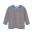 thumbnail image 3 of GA WEIHUA Cute Striped Shirt for Girls Stretch 3/4 Sleeve Tops Kids and Toddler Basic Crewneck Tops Blouses 2025 Summer Loose Trendy Preppy Tshirts(Black,4 Years), 3 of 4