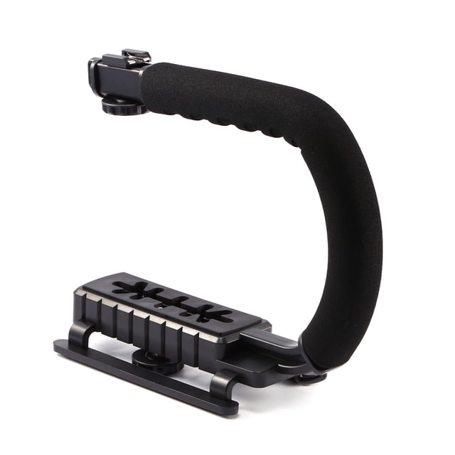 Grip Handle Stabilizer,Black Super Grip Video Grip Triple Shoe Mount Video Grip Handle Stabilizer Rapid Response