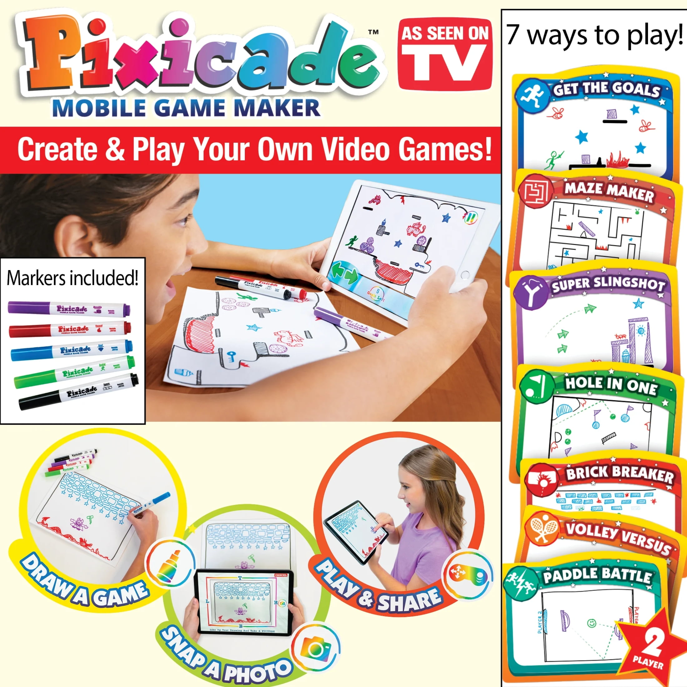 Pixicade Mobile Game Maker Create Draw And Play Your Own 1200 Video Games  740275056912