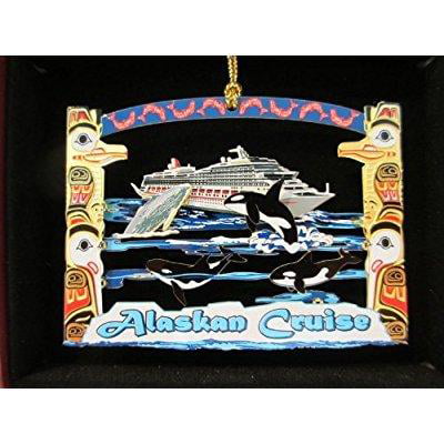 alaskan cruise christmas ornament souvenir gift whales ship salmon totem