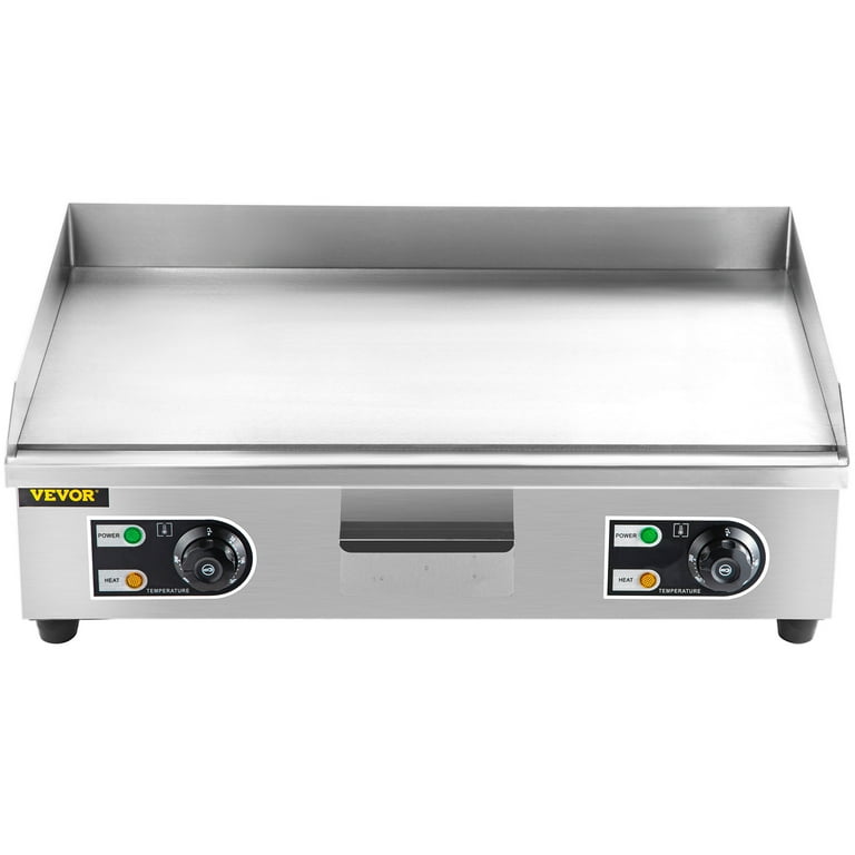 BENTISM 14 Electric Countertop Flat Top Griddle 110V 1500W Non-Stick  Teppanyaki Grill Stainless Steel, Silver 