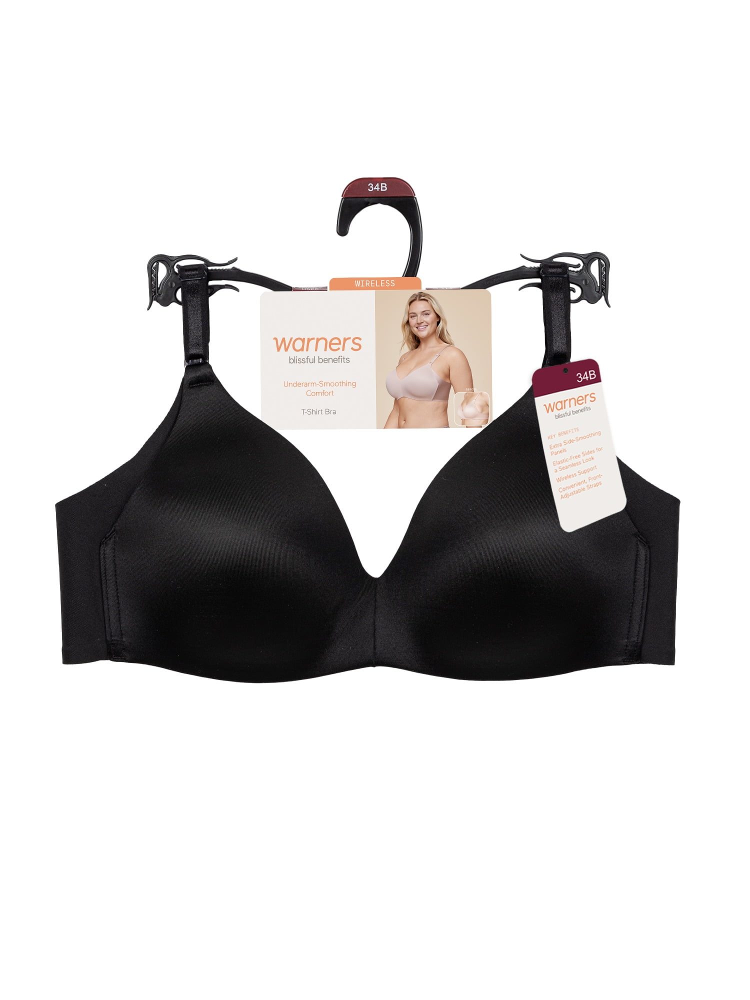 Warners Blissful Benefits Women's Underarm-Smoothing Comfort Wireless Lightly Lined T-Shirt Bra, 34B-40C