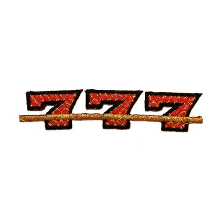 ID 0071C Triple Seven 7 Gold Lattice Patch Embroidered Iron On Applique