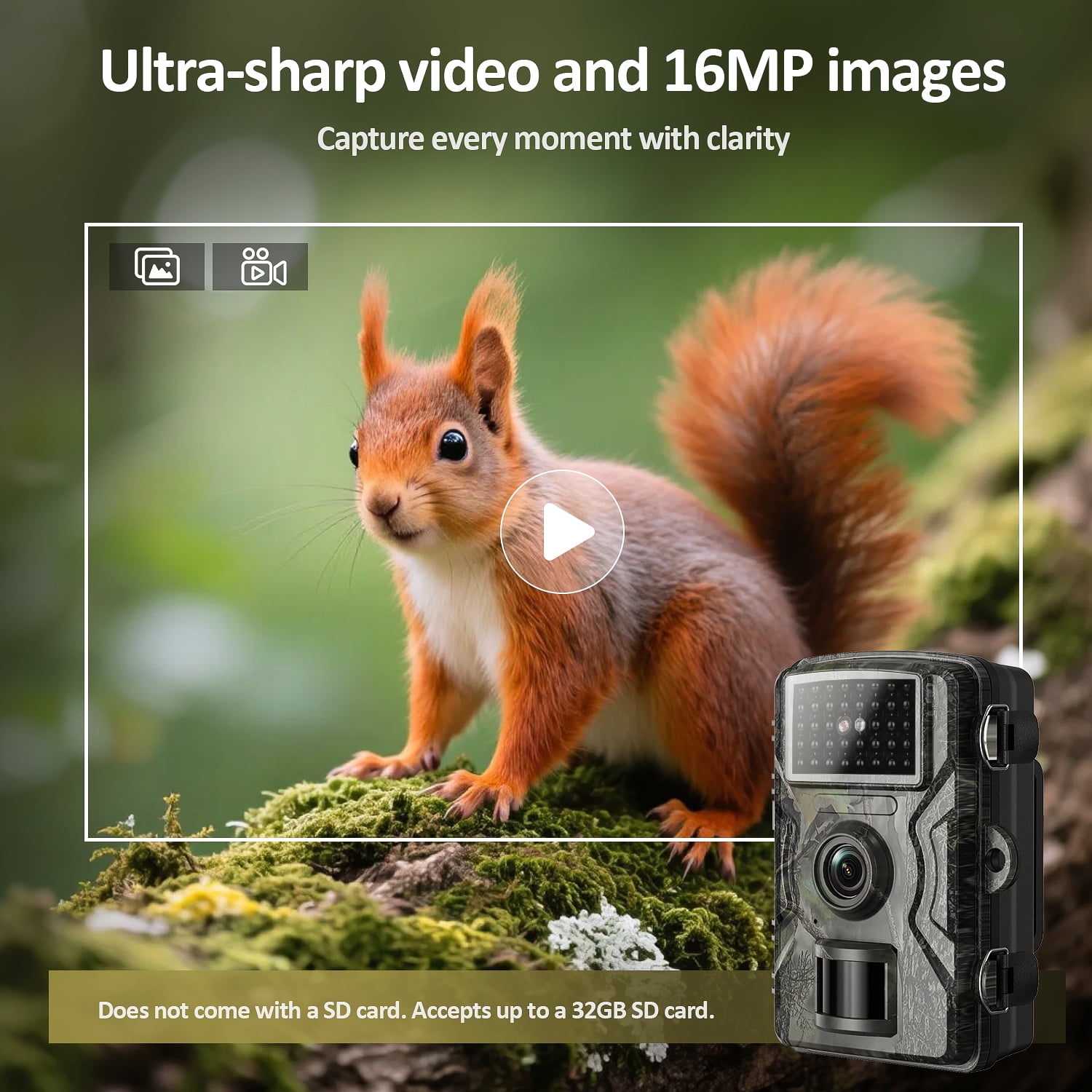 Askmuse 32MP 4K Trail Camera With Motion Activated Night Vision, Wifi Game Camera, Waterproof Mini Trail Camera with 90° Wide Angle , Hunting Camera for Wildlife Monitoring