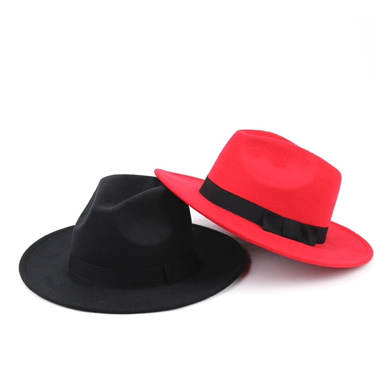 WORGEOUS Unisex Fedora Hat in Dark Red Wool 1Pack Classic 