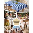 thumbnail image 5 of Navy Blue Stripe Table Cloth, Modern White Vertical Striped Geometric Waterproof Tablecloth for Rectangle Tables, Reusable Washable Fabric Table Cover for Restaurant Kitchen Dining Tables 54"x108", 5 of 6