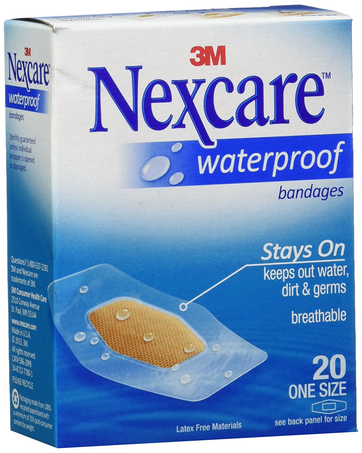 Waterproof Clear Bandages One Size, 80 Bandages, Stays On By Nexcare