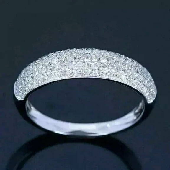 1.50CT Round Cut Simulated Diamond Women's Half Eternity Wedding Band 14K White Gold Plated 925 Silver