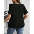 thumbnail image 2 of yievot Plus Size Tops for Women Ribbed Knit Dressy Casual Blouses Short Sleeve V Neck Pullover Summer Shirts, 2 of 5