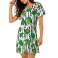 thumbnail image 2 of Yiaed Broccoli 2 Print Women's Loose-Fit Short Sleeve Nightgown, Soft and Comfortable Sleep Dress for Relaxation and Sleepwear, 2 of 6