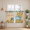 thumbnail image 2 of Sunflowers Trucks Kitchen Curtain for Berdoom Living Room Cafe 45 Inch Length, Spring Farmhouse Eucalyptus Orange Plaid Tiers Curtains Light Filtering Drapes Window Treatment 2 Panels 52"Wx45"L, 2 of 8