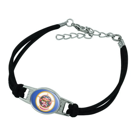 Minnesota State Flag Novelty Suede Leather Metal Bracelet