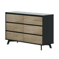 thumbnail image 3 of Max & Lily Solid Wood Scandinavian 6 Drawer Dresser, Black/Blonde, 3 of 6