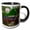 Black/White, variant on 3drose, State Map, Seal, Hiking Trail and Picture Text, 11oz Two-tone Blue Mug