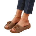 thumbnail image 3 of Domuza Orthopedic Sandals for Women Non Slip Slip on Arch Support Flat Wedge Sandals Wide Width Work Shoes 2026 New Comfortable Foam Shoes Brown 10（EU-43）, 3 of 4