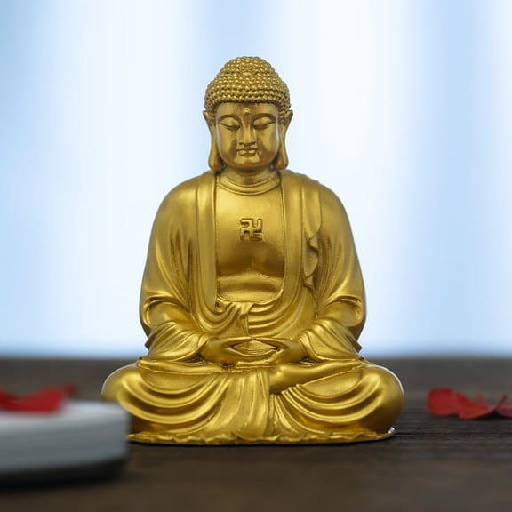 Handcrafted Amitabha Buddha Statue Golden Brass 2.76in Serenity & Hope Perfect Gift for Meditation Space