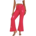thumbnail image 5 of Dewadbow Women Sequin Bell Bottom Pants Glitter Sparkle High Waist Wide Leg Palazzo Trousers Bling Flare Pants Club Wear, 5 of 6