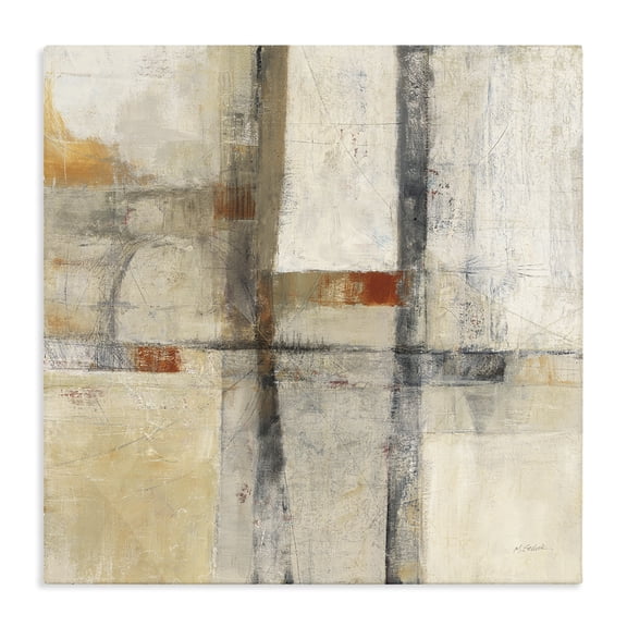 Stupell Industries Modern Beige Geometric Abstraction Canvas Art, 17 x 17, by Mike Schick