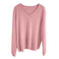 thumbnail image 4 of Ftwytp Women's Autumn and Winter V Neck 2024 Solid Color Pullover Loose Knitted Long Sleeved Bottoming Shirt Sweater, 4 of 4