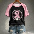 thumbnail image 5 of DORKASM Women's Breast Cancer Shirts Short Sleeve Breast Cancer Awareness Tee Crew Neck Pink Ribbon Travel Hope Love Wings Tshirt Cancer Survivor Soft Tops Light pink XL, 5 of 6