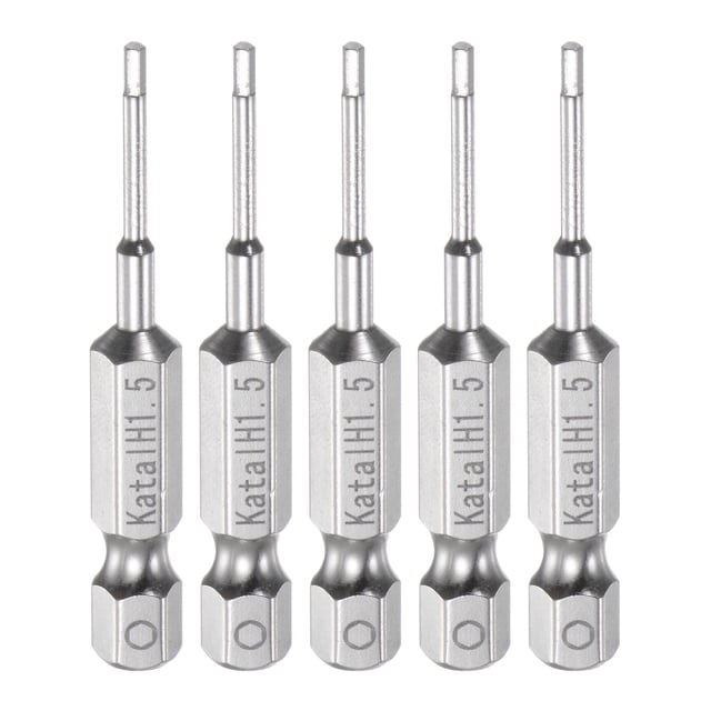 Unique Bargains H1.5 Magnetic Hex Screwdriver Bit 1/4' Hex Shank 2' Length Screw Driver, 5 Pack