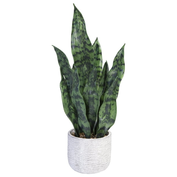 Mainstays Artificial Potted Snake Plant, Solid, Green, 21