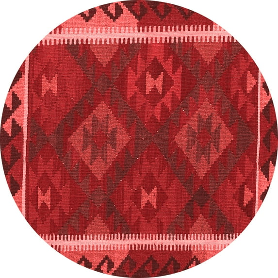Ahgly Company Indoor Round Oriental Red Traditional Area Rugs, 8' Round