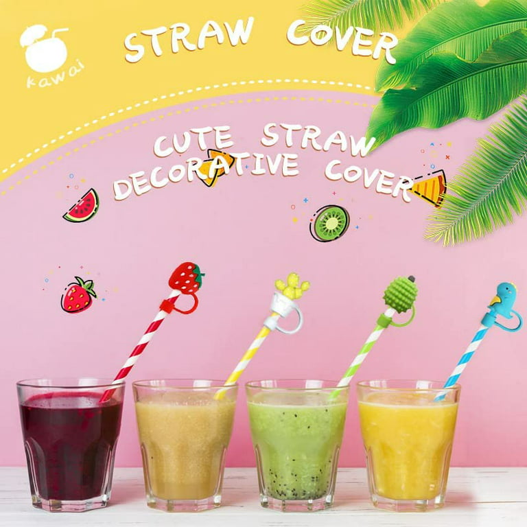 Silicone Nurse Straw Cover - 11 Pack Cute Reusable Drinking Straw Caps Lids Dust-proof Straw Plugs for Straw Tips for Home Kitchen Accessories