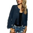 thumbnail image 2 of Ndbuld Women's Fringe Jacket, Cropped Suede Coat with Tassels for Boho Western Style L, 2 of 5