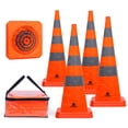thumbnail image 1 of RoadHero Cônes de Sécurité Routière Pliables 36 Pouces, Lot de 4, Cônes Multi-Usages avec Collier Réfléchissant pour la Sécurité Routière, Cônes Orange pour la Conduite, 1 of 9