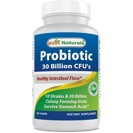 Best Naturals Probiotic 10 Strains & 30 Billion CFU Intestinal Flora 60 Vegetarian Capsules | Shelf Stable probiotic