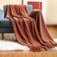 thumbnail image 1 of Manta de hilo de punto nórdico para cama, sofá, manta de viaje, camping, siesta, toalla suave, tapiz a cuadros (color: caramelo, tamaño: 127 x 172 cm) 2 unidades de portavasos de metal con d, 1 of 5