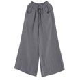 thumbnail image 2 of Baggy Pants New Plus Size Pants for Women Casual Linen Pants Summer Comfy Wide Leg Drawstring Elastic Waist Loungewear Pants Womens Pants Gray L, 2 of 4