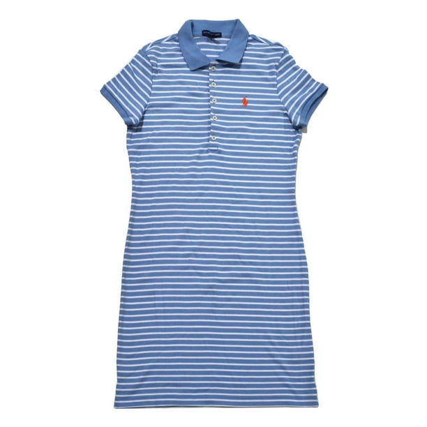 Polo Ralph Lauren Women's Interlock Dress (XL, Knit Blue Striped) -  