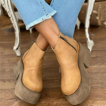 

TANGNADE Womens Shoes Fashion Casual Roman Thick Heel Ankle Boots Thick Heel Boots For Women