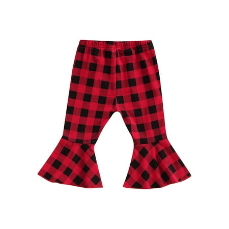 

Musuos Baby Pants Plaid Print Straight / Wide-Leg Ruffle Loose Fall Winter Trousers for Kid Boys Girls