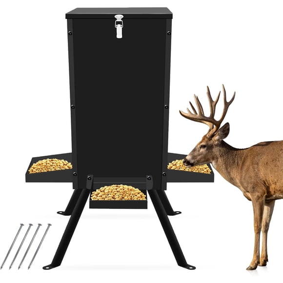 80LB Gravity Deer Feeder, Heavy Duty Capacity Steel Hunting Game Feeders for Deer,Lightweight Windproof Waterproof Deer Corn Feeder Suitable in All-Weather