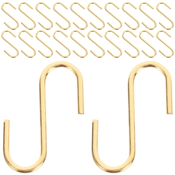 WRITWAA 25pcs Metal S Hooks Golden Kitchen Utensil Hanger Bathroom Home Decor
