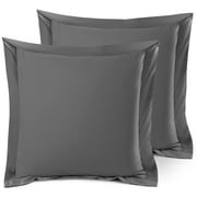 Set of 2 Soft Double Brushed Microfiber Pillow Shams, Available in King Standard and Euro, Premium Hotel Luxury Solid Pillow Cases Cover, Hypoallergenic, (Euro 26"x26" - Charcoal Gray)