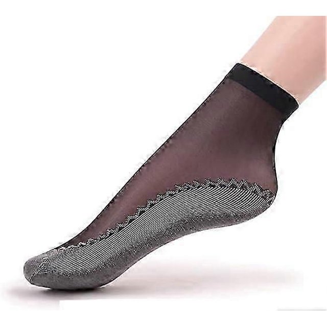 Women's 12 Pairs Silky Anti-Slip Cotton Sole Sheer Ankle High Tights Hosiery Socks Reinforced ToeSheer Ankle Nylon pop socks