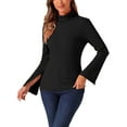 thumbnail image 4 of INSPIRE CHIC Casual Turtleneck Top for Women's Split Long Sleeves Basic Tee Top, 4 of 5