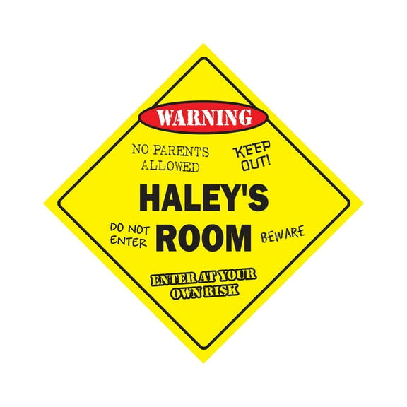 Haley's Room Sign Crossing Zone Xing | Indoor/Outdoor | 12" Tall kids bedroom decor door children's name boy girl