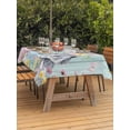 thumbnail image 2 of Easter Bunny Outdoor Tablecloth - 60x120 Inch Rectangle Dining Table Cover, Blue Easter Eggs Spring Floral Teal Wooden Waterproof Outdoor Table Cloth with Umbrella Hole & Zipper for Picnic/Patio, 2 of 7